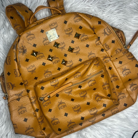 MCM Tan Backpack with Silver Accents - Picture 1 of 5